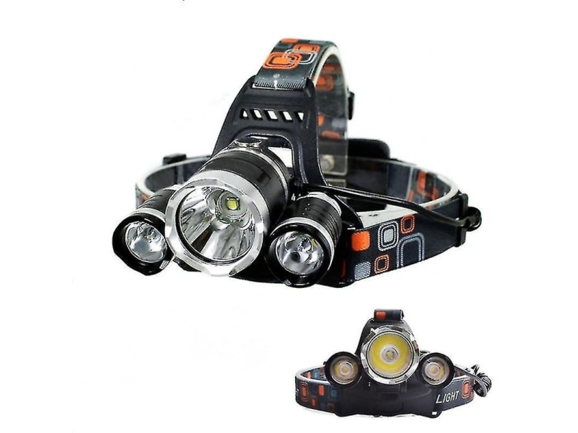 Lanterna de Cabeça T6 com 3 Leds 8000lm, 2 Baterias 18650, USB BRILVIBERA