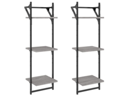 Conjunto de Estantes com Barras 2 Pcs 30x25x100 cm Cinza Sonoma MAISON EXCLUSIVE