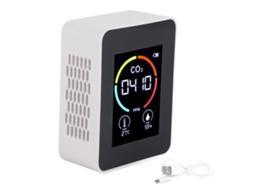 Detector de CO₂ S/MARCA, Termômetro, Higrômetro, Qualidade do Ar, TVOC, Formaldeído, Branco
