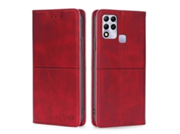 Capa De Celular Infinix Hot 11 Ru Com Textura De Vaca, Magnética E Com Abertura Horizontal Em Couro.