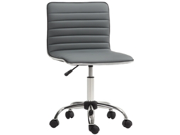 Cadeira de Escritório Couro Pu, Espuma e Aço Cor Cinzento 48x52x78-90 cm Homcom