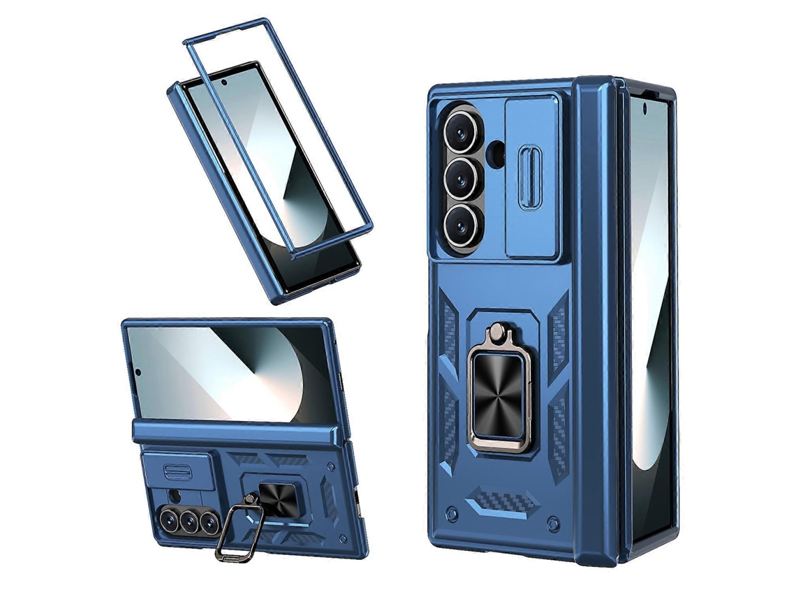 Capa Tkdaddy Para Samsung Galaxy Z Fold7 5g Pc Tpu À Prova De Choque Com Suporte Azul Marinho