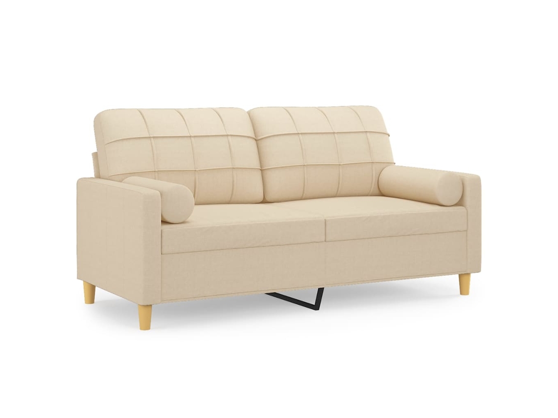 Maison Exclusive - Sofá 2 Lugares + Almofadas Decorativas 140 Cm Tecido Cor Creme