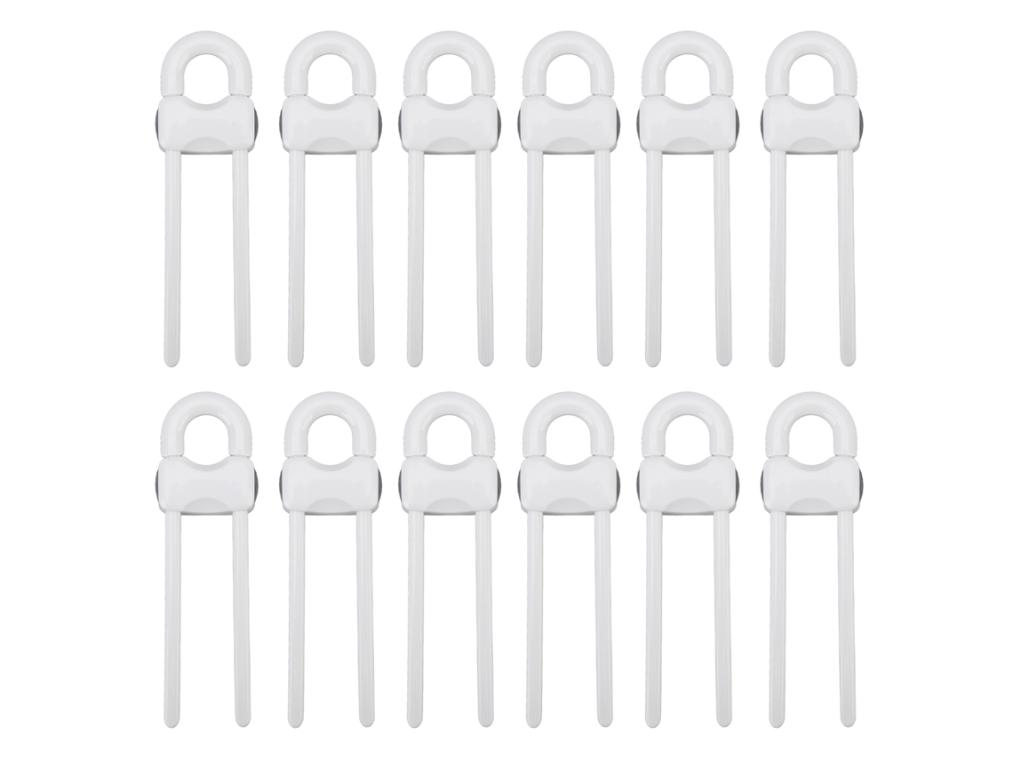 Mali 12pcs Travas de Segurança Infantil em Forma de U para Armários Gavetas Janelas Branco