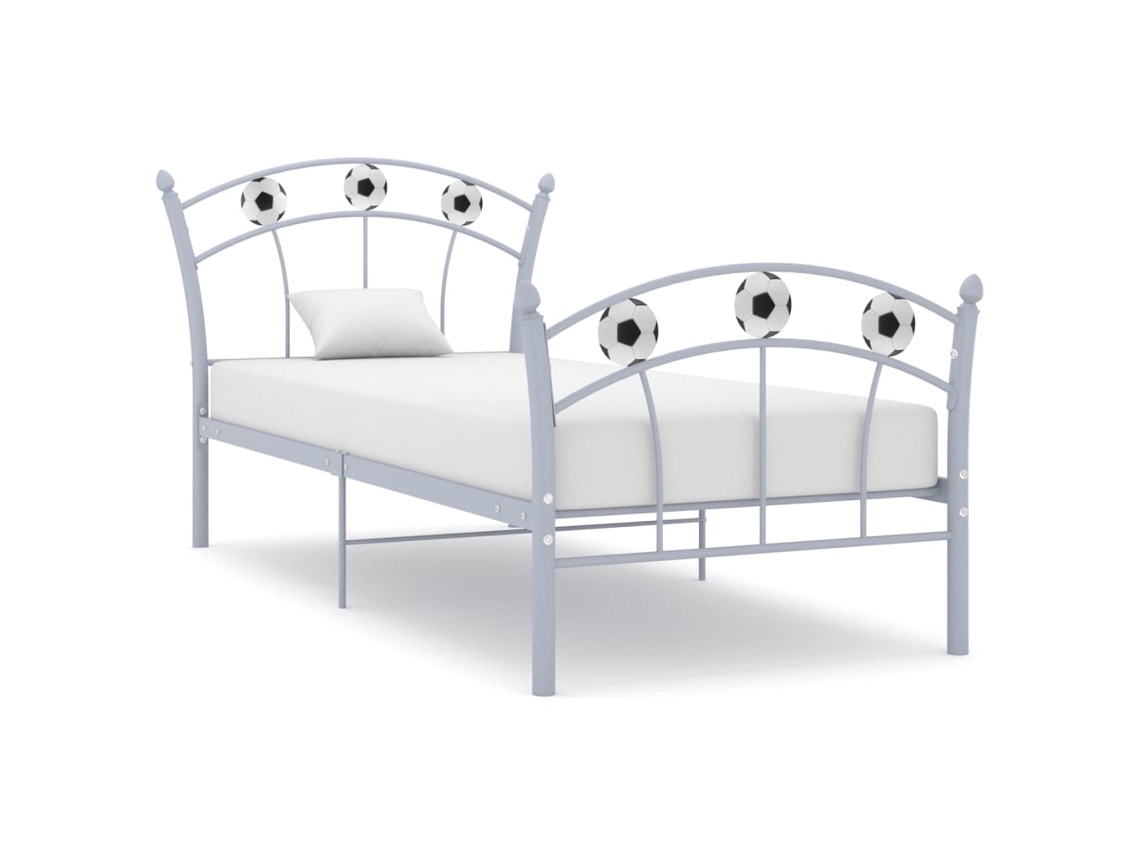 Estrutura De Cama Com Design De Futebol 90x200 Cm Metal Cinza