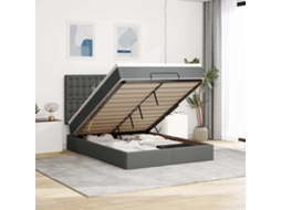 Vidaxl Estrutura Cama Otomana Colchão 140x200cm Tecido Cinzento Escuro