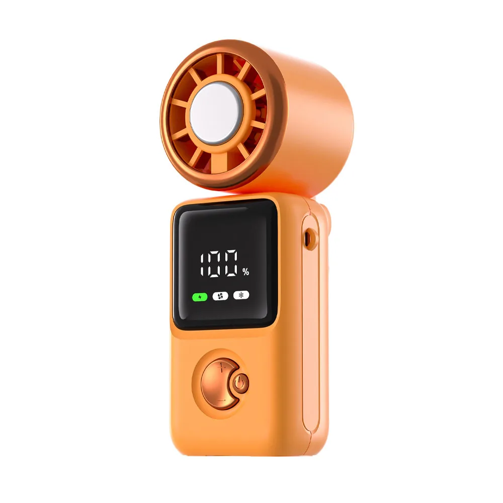(laranja) Ventilador De Turbina Portátil, 5 Velocidades, Bateria De 3600mah, Carregamento Usb.
