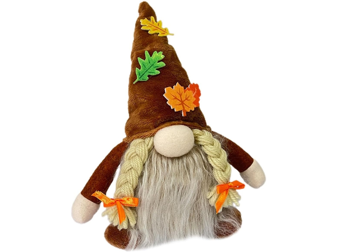 Gnomo De Ação De Graças Marrom De Boneca Com Luz E Decorações