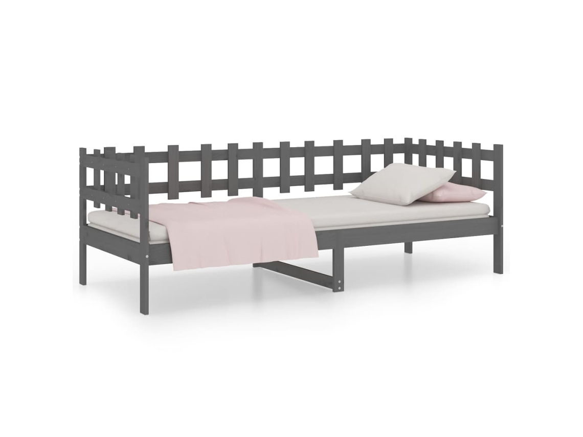 Sofá Cama Madeira de Pinho Maciça Cinzento MAISON EXCLUSIVE (90x200 cm)