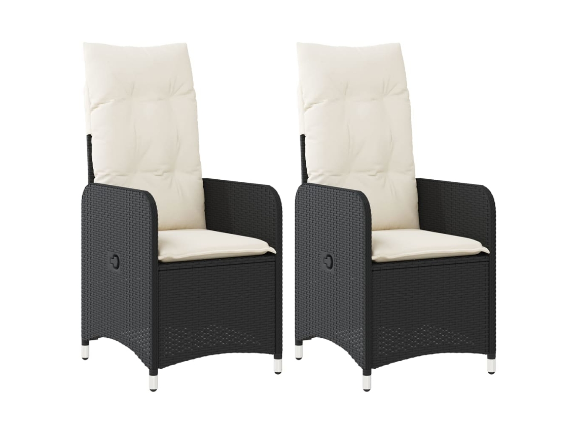 Maison Exclusive - Cadeiras De Jardim Reclináveis C/ Almofadões 2pcs Vime Pe Preto