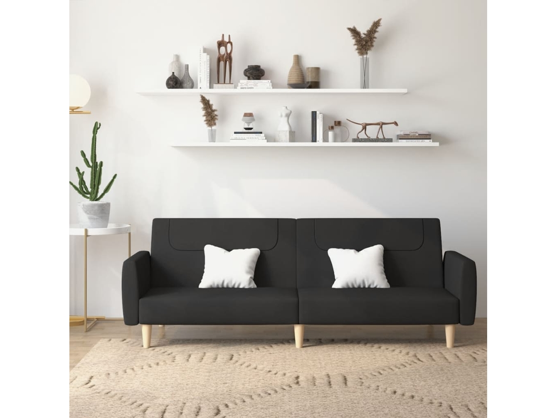 Vidaxl Sofá-cama De 2 Lugares Tecido Preto