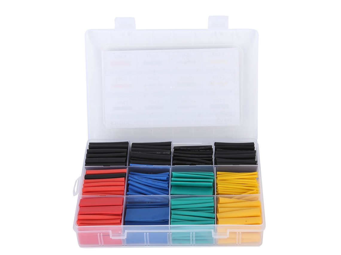 Kit com 530 mangas termo retráteis coloridas para cabos elétricos