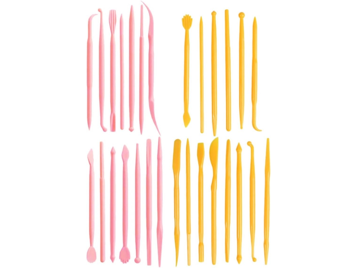 Conjunto de 28 Peças Ferramentas Modelagem em Argila Plástica para Fondant e Cerâmica, Design CHABERLU