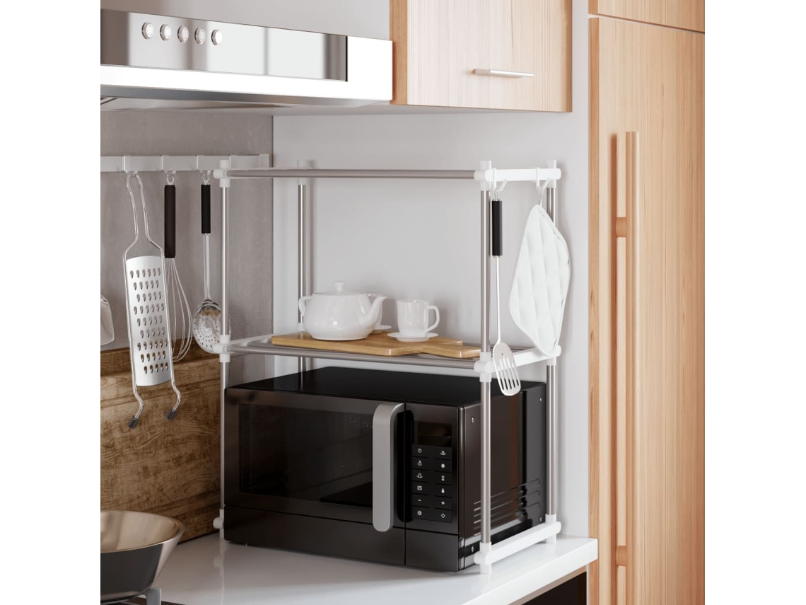 Vidaxl Prateleira Para Micro-ondas 51x27x63 Cm Alumínio Branco