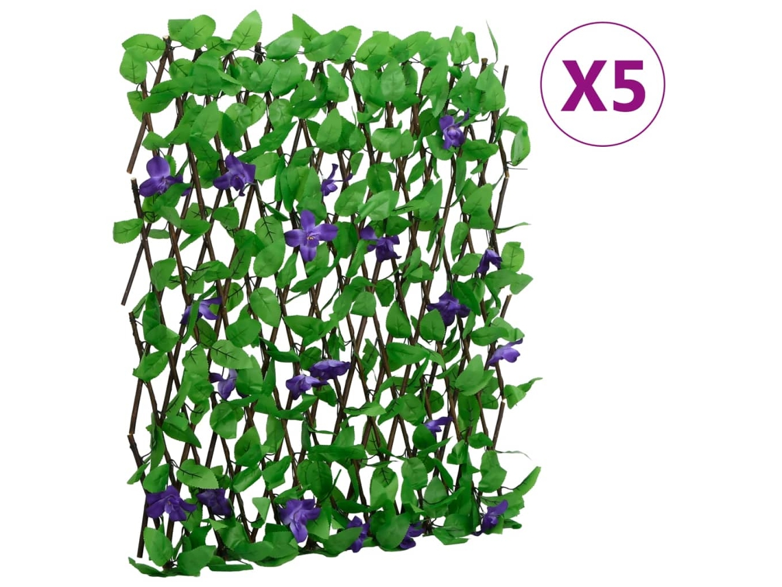 Vidaxl treliça De Hera Artificial Extensível 5 Pcs 180x70 Cm Verde