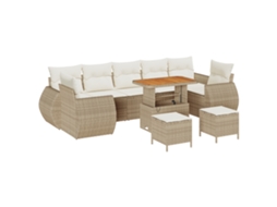 Conjunto 10 Conjunto De Sofá De Jardim Vidaxl Bege Vime Pe (90 X 55 X 71 Cm)