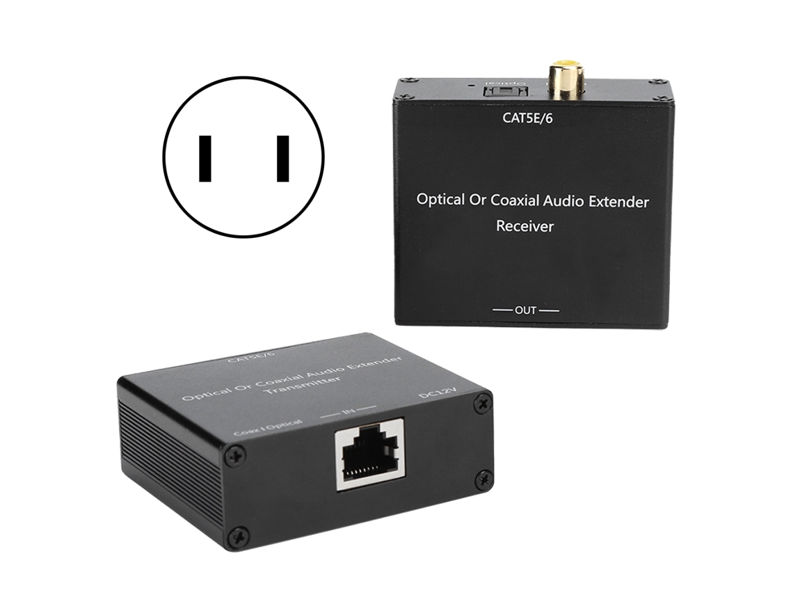 Aetheria extensor e Conversor de Áudio Digital Coaxial e Fibra Óptica com Decoder para Cabo Cat5e/6 Plug Us