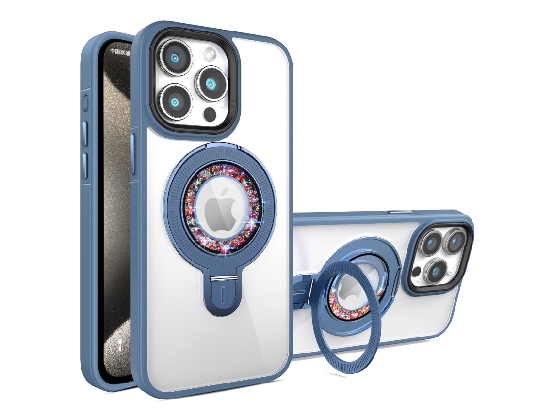 Suporte Casa Magsafe Para Iphone 14 Pro Max Pele Sintética Azul