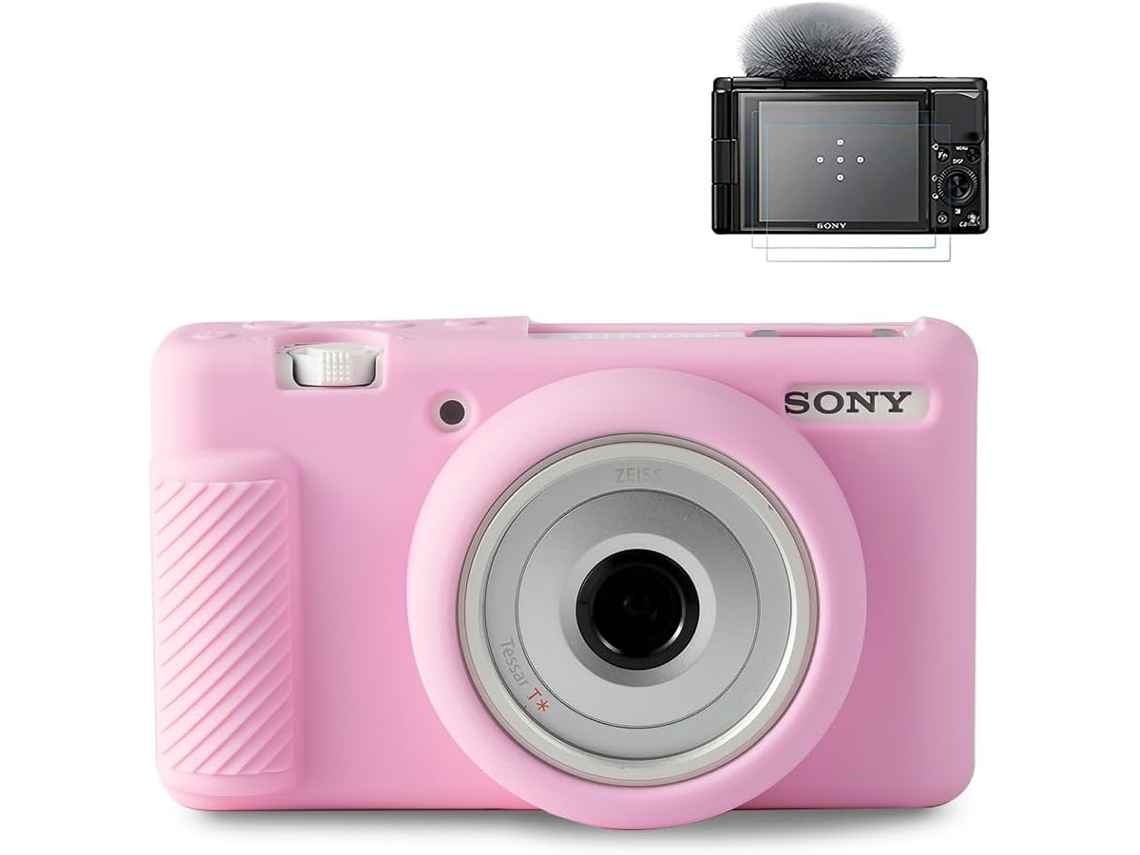 Capa Protetora De Silicone Antirriscos Para Sony Zv-1f/zv-1 Ii Inclui 2 Protetores De Tela Rosa Digitallab
