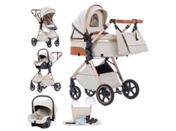 Carrinho De Bebê, Configuração 3 Em 1, Compacto E Dobrável, V8-2-branco