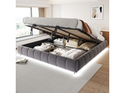 Cama 180x200 Cm Sem Cabeceira Led Armário Hidráulico Cinza