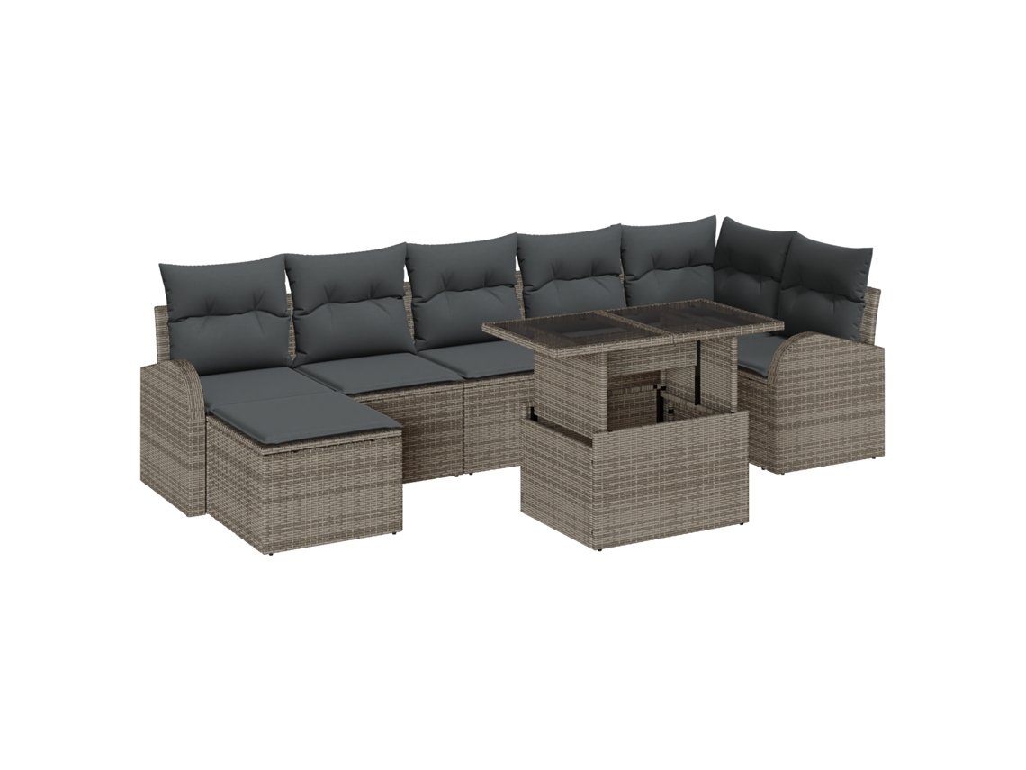 Conjunto 8 Conjunto De Sofá De Jardim Vidaxl Cinzento Vime Pe (289 X 124 X 85 Cm)