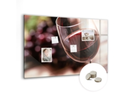 Quadro De Vidro Magnético Taça De Vinho Tinto Para O Quarto Das Crianças Espelharte (90x60 Cm)