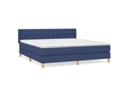 Cama com Molas/colchão 160x200 Cm Tecido Azul MAISON EXCLUSIVE