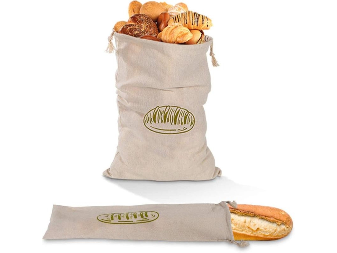 Mochila Com Cordão, Em Algodão, 2 Sacolas De Algodão Reutilizáveis, Cesta De Pão, Para Armazenar Pão Caseiro E Outros Alimentos