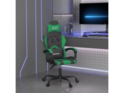 Vidaxl Cadeira Gaming Giratória Couro Artificial Preto E Verde