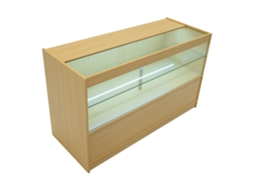 Balcão Comercial LED C1500 MonsterShop MDF Maple, Vidro Temperado, 150x60x90 cm, 3 Prateleiras
