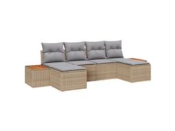 Conjunto 6 Assentos Exteriores Vidaxl Bege Vime Pe (294 X 117 X 85 Cm)