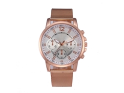 Reloj De Pulsera Unisex Three Eyes Con Piedras Strass Y Cadena De Aleación Oro Rosa