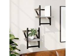 Vidaxl Prateleiras De Parede C/ Barras 2 Pcs 20x25x30 Cm Cinza Sonoma