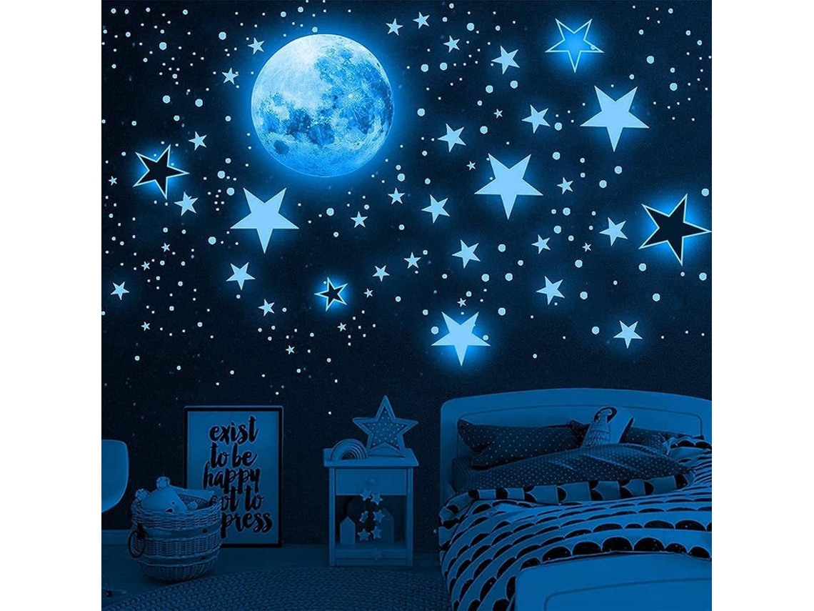 3660 Adesivos De Parede Para Crianças Luminosos Lua E Estrelas Para Decoração De Quarto