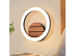 Candeeiro de Parede Led Pequeno Moderno Redondo Preto 20cm Branco Quente 3000k 6w Ideal para Sala de Estar Ou Quarto ZMH