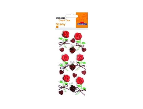 Autocolantes com Glitter em Relevo Rosas e Joaninhas GLOBAL GIFT