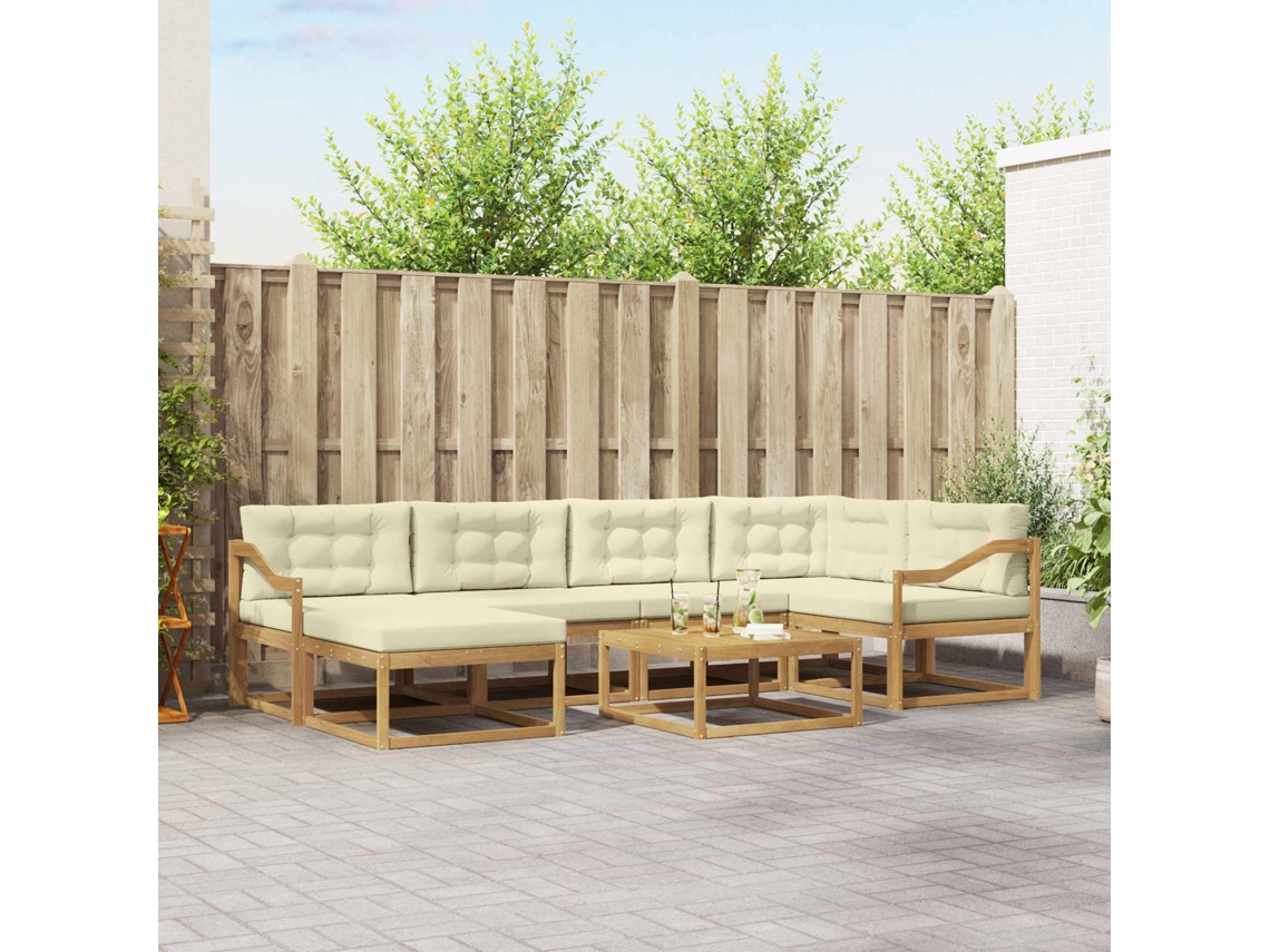 Vidaxl Conjunto De Sofás Para Exterior 7 Unid. Branco E Creme