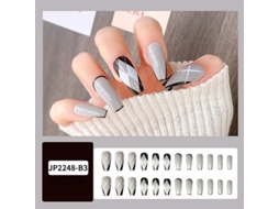 Dedos de Unhas Falsas Diy de Arte com Diamantes Preto e Branco para Festas e Presentes