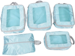 Conjunto De 5 Cubos Organizadores Compressíveis, Sacos De Compressão Para Bagagens E Malas De Viagem