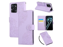 Capa De Couro Para Celular Com Estampa De Flor De Rosa E 3 Compartimentos Para Cartões