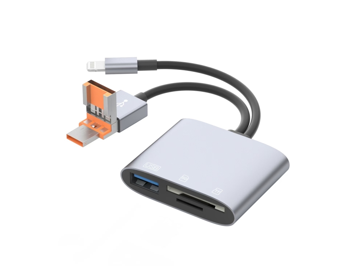 Usb c / tipo c 8 pinos usb para usb c / tipo c, usb, tf e leitor de cartão sd branco XIAOMOYU