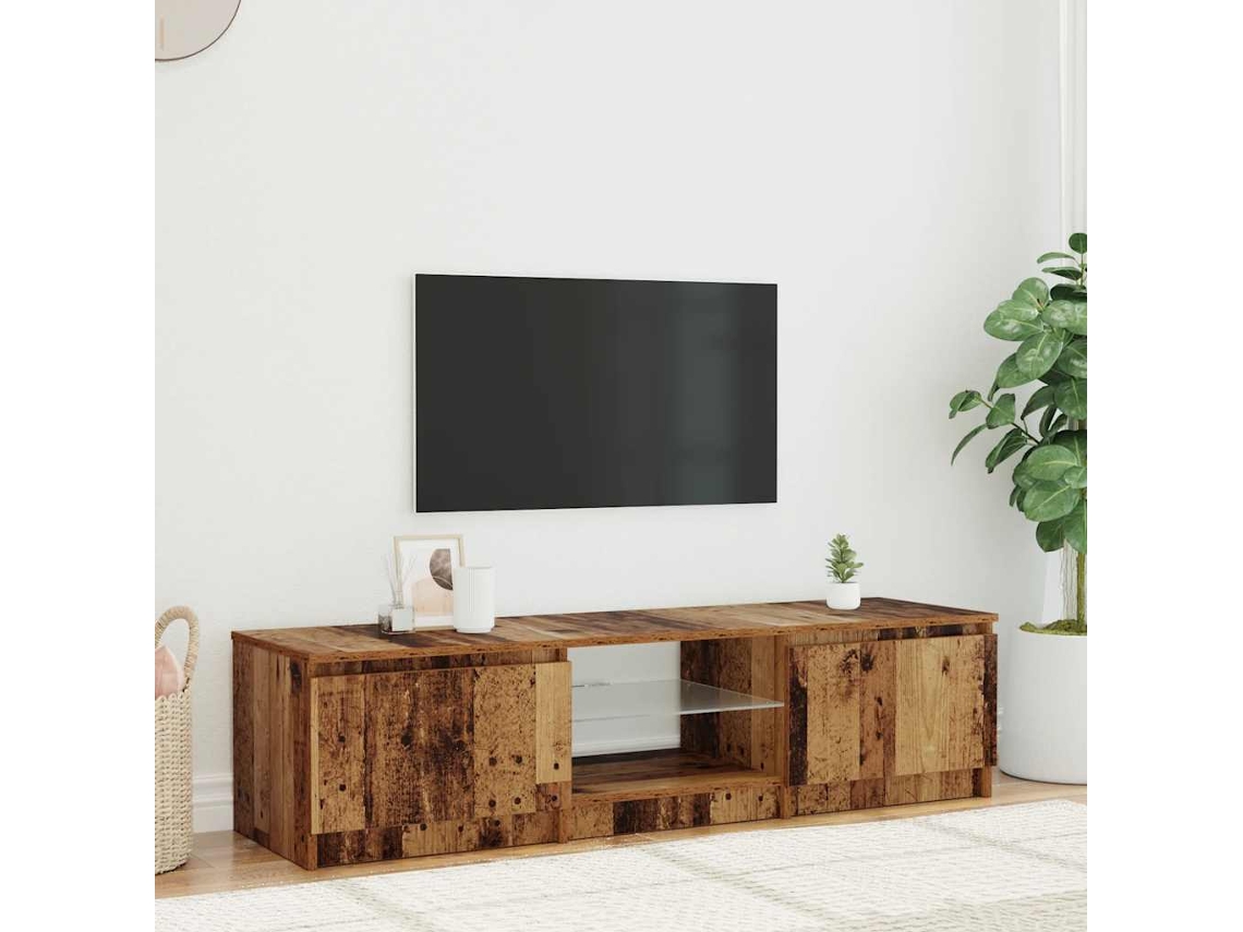 Vidaxl Móvel De Tv Com Luzes Led Derivados De Madeira Madeira Velha