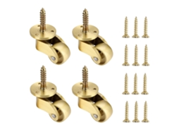 4 Solid Brass Swivel Casters (360° Rotation), 75kg Load Capacity, Furniture Assembly Screws Included.