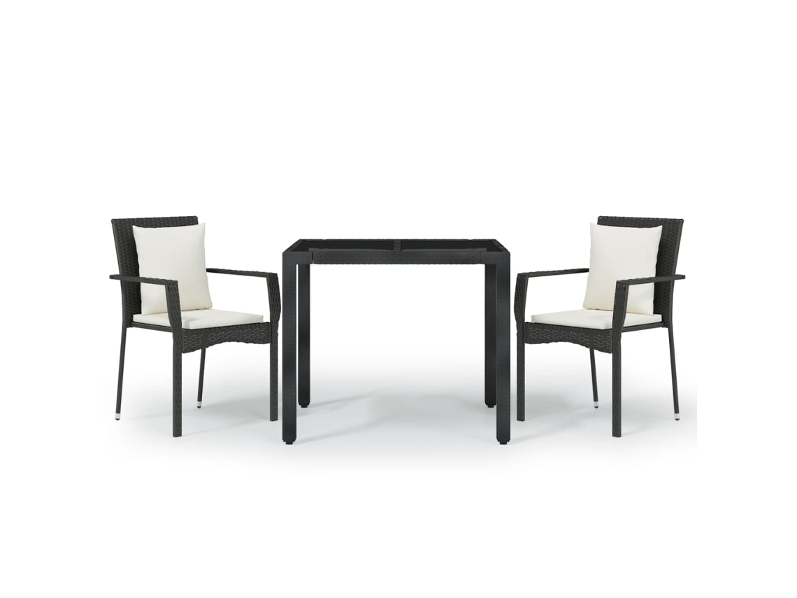 Garden Dining Set, Garden Dining Sets Vidaxl Preto Rattan / Vime (mesa Com 90 Cm De Comprimento)