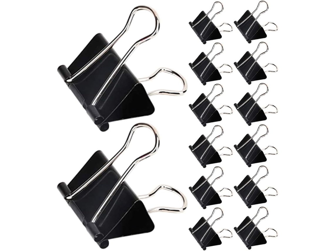 Conjunto de 60 clipes metálicos para documentos e faturas.