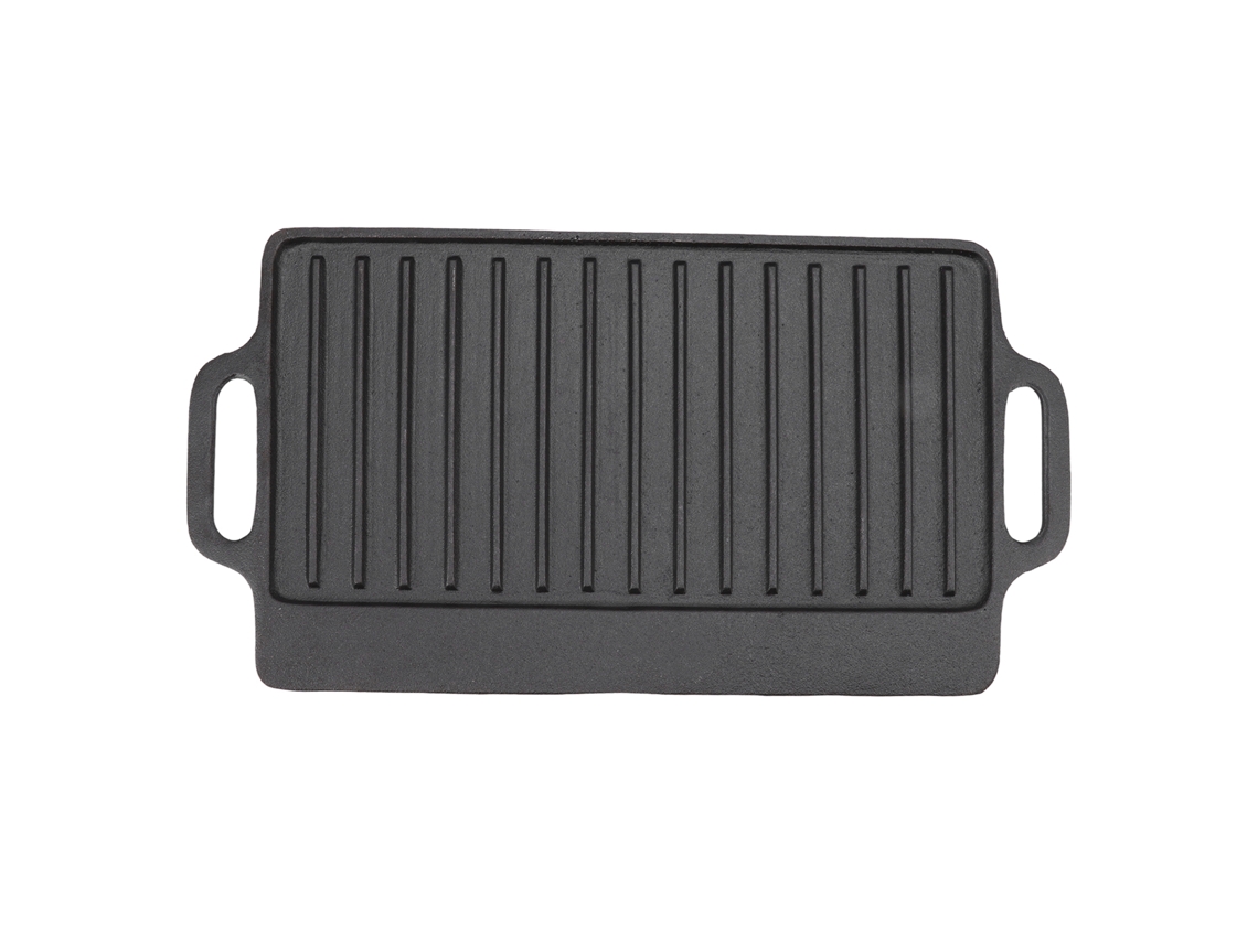 Placa De Teppanyaki De Hierro Fundido Para Hogar Parrilla Rectangular Doble Cara 40x20cm Para Cocina