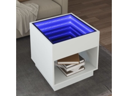 Vidaxl Mesa De Centro Luzes Led Infinity 50x50x50 Cm Branco