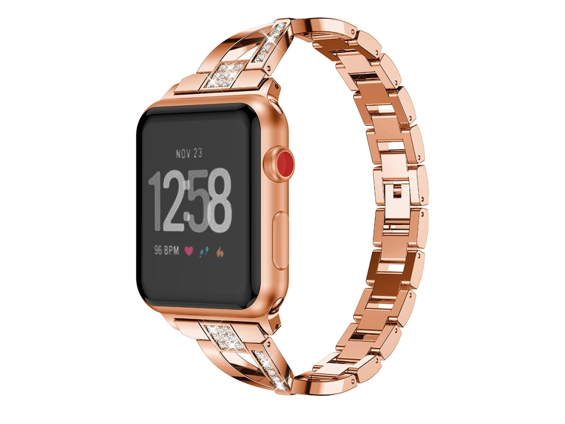 Bracelete de Smartwatch para Fitbit Versa / Fitbit Versa 2 / Fitbit Versa Lite Edition Pulseira de metal universal em forma de X (ouro rosa)