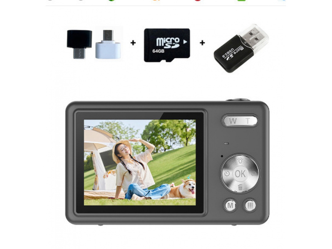 Câmara Digital Tela Lcd De 2,4 Polegadas Com Zoom De 16x E Resolução Hd 1080p (cartão Cinza De 64 Gb) Cuich